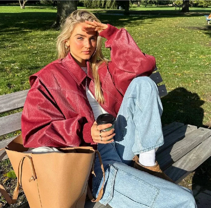 Faye™ - Oversized leren jas