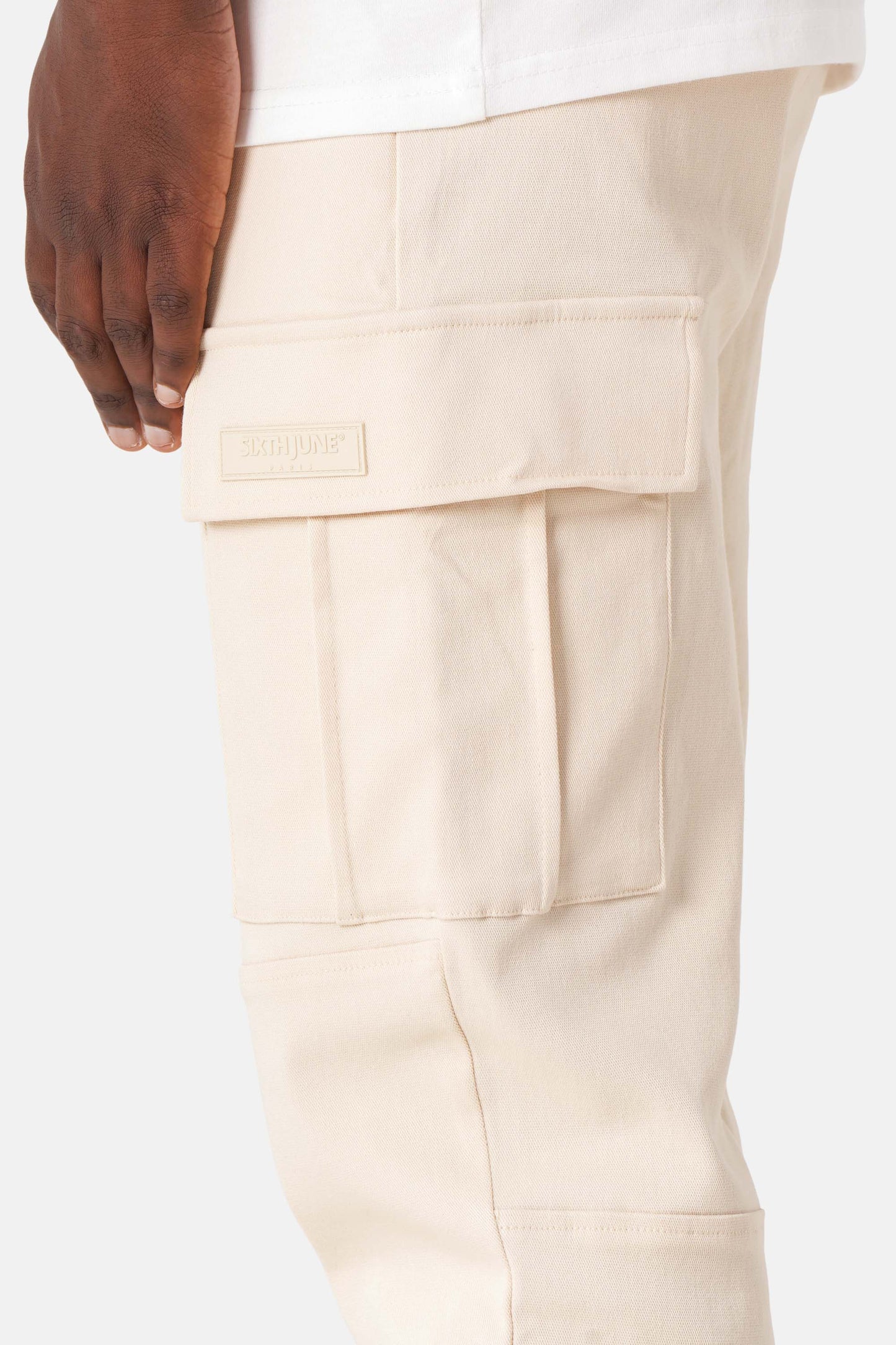 Pantalon droit poches cargo Beige