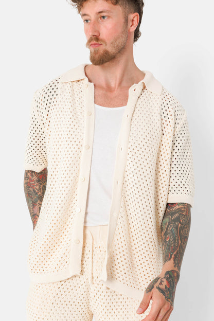 Chemise crochet été Beige